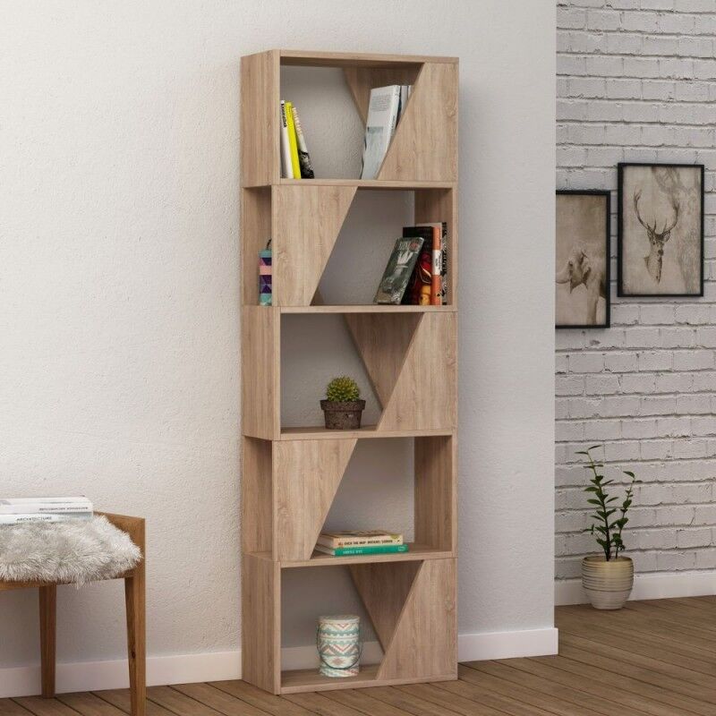 toscohome libreria in legno 54x168h cm con 5 ripiani colore rovere - frame