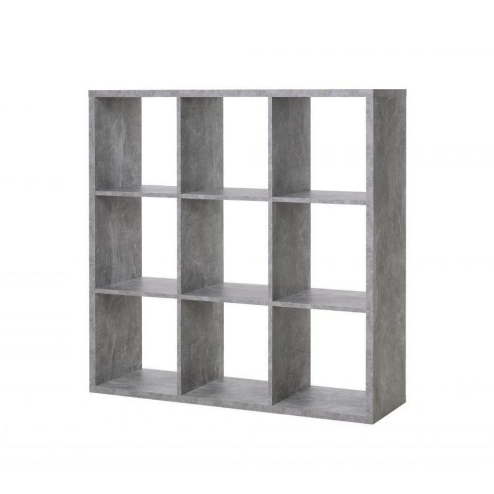 toscohome libreria divisorio 107x107h cm in legno con 9 cubi colore beton - max9