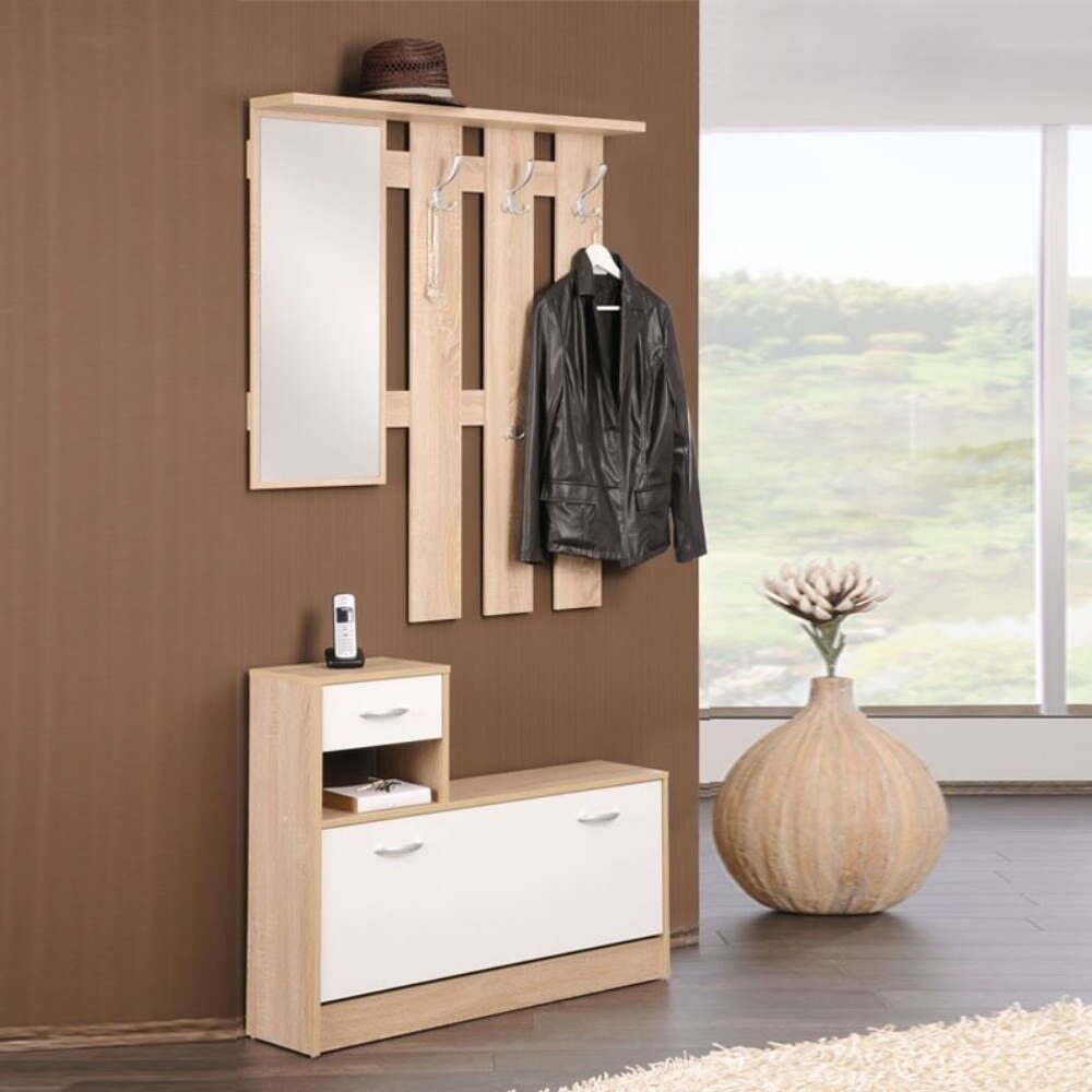 toscohome mobile ingresso 100x180h cm con specchio e appendiabiti colore rovere - rudolf