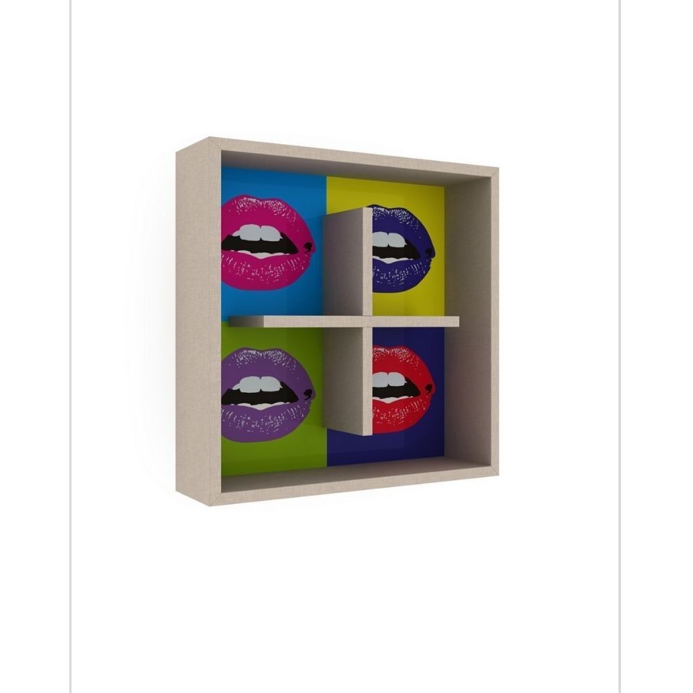Toscohome Libreria pensile 60x60 cm con disegno Kiss