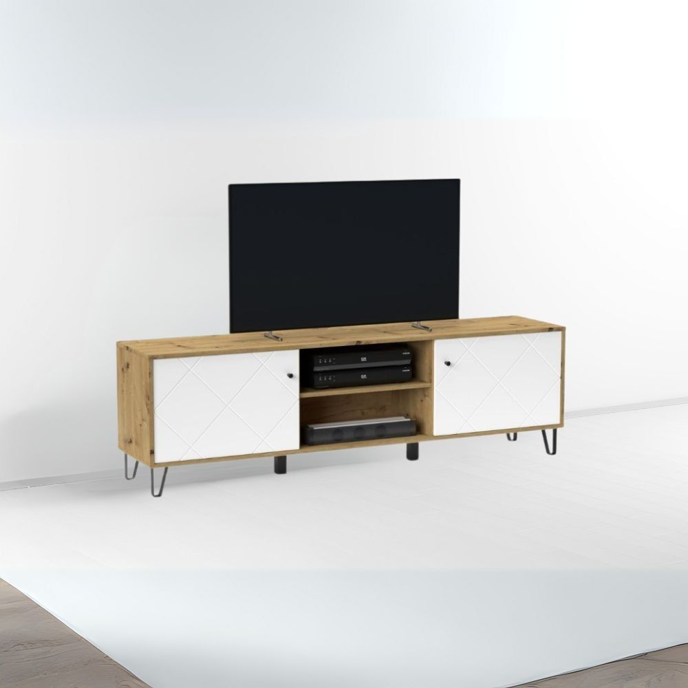 Toscohome Mobile porta TV con 2 ante e vano colore rovere e bianco - Bollo