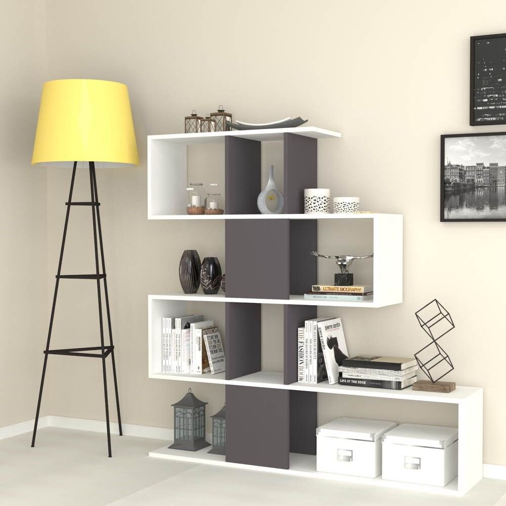 Toscohome Libreria bifacciale 145x145h cm in legno colore bianco e ghisa - Aktif