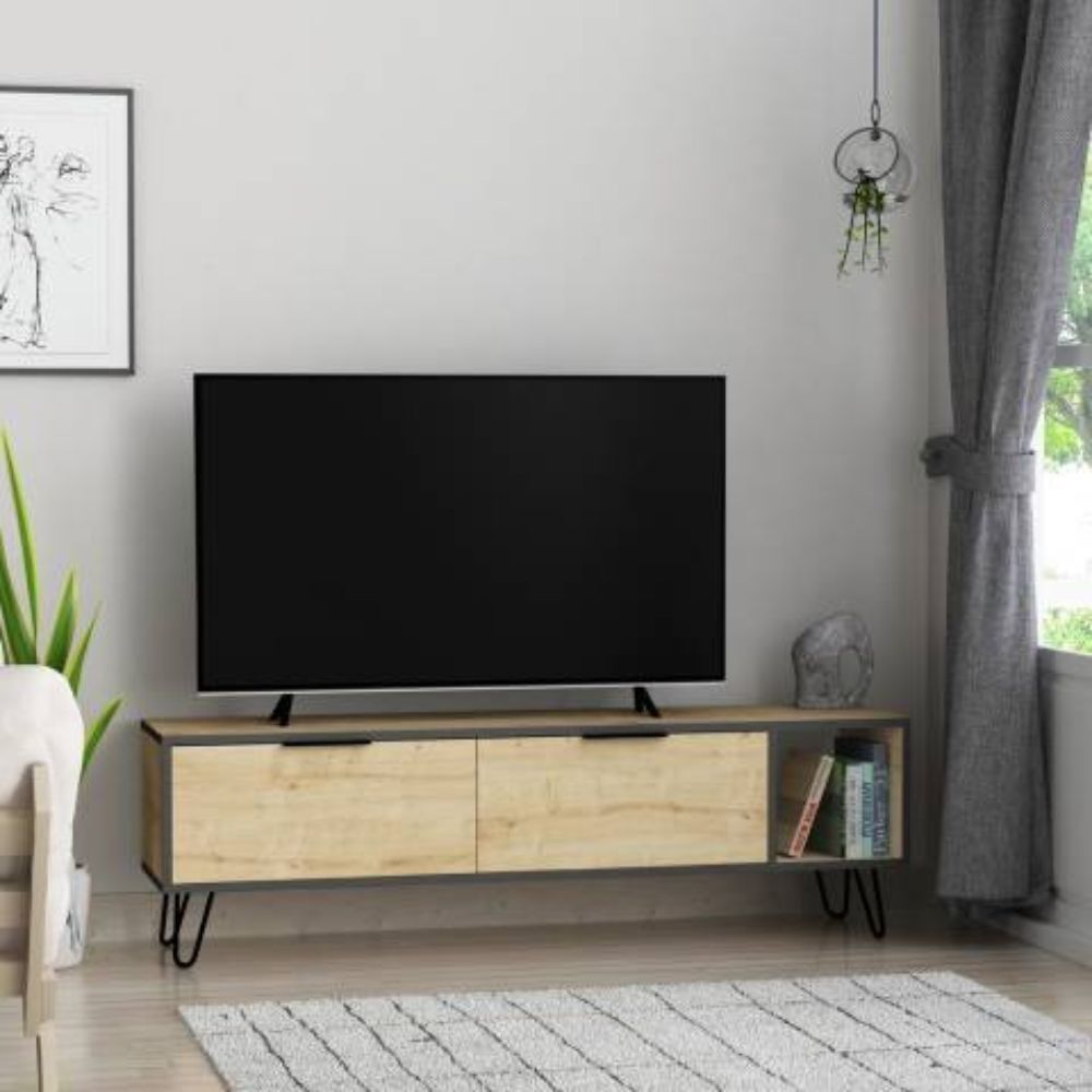 Toscohome Mobile porta tv 150x50H cm con 2 ante colore rovere - Furoki