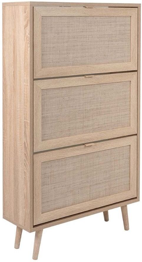 Toscohome Scarpiera a ribalta 70x125h cm con 3 ante e struttura effetto vimini - Bali