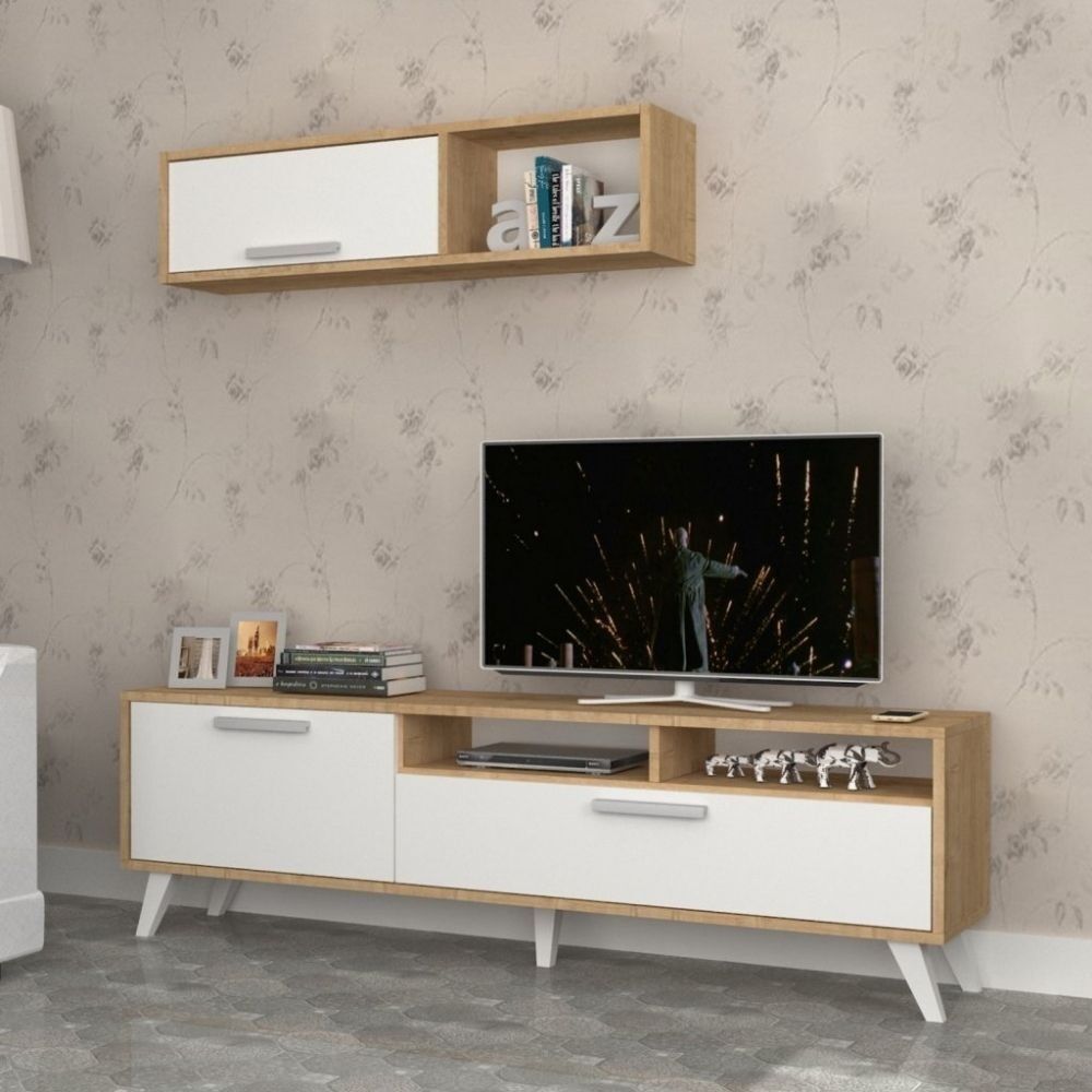 Toscohome Mobile Porta tv 180cm colore rovere e bianco - Slim D2306TV180M109