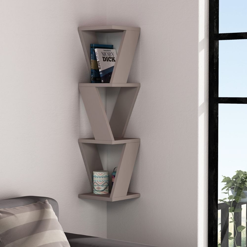 Toscohome Libreria angolare pensile 22x85h cm colore tortora - Zena