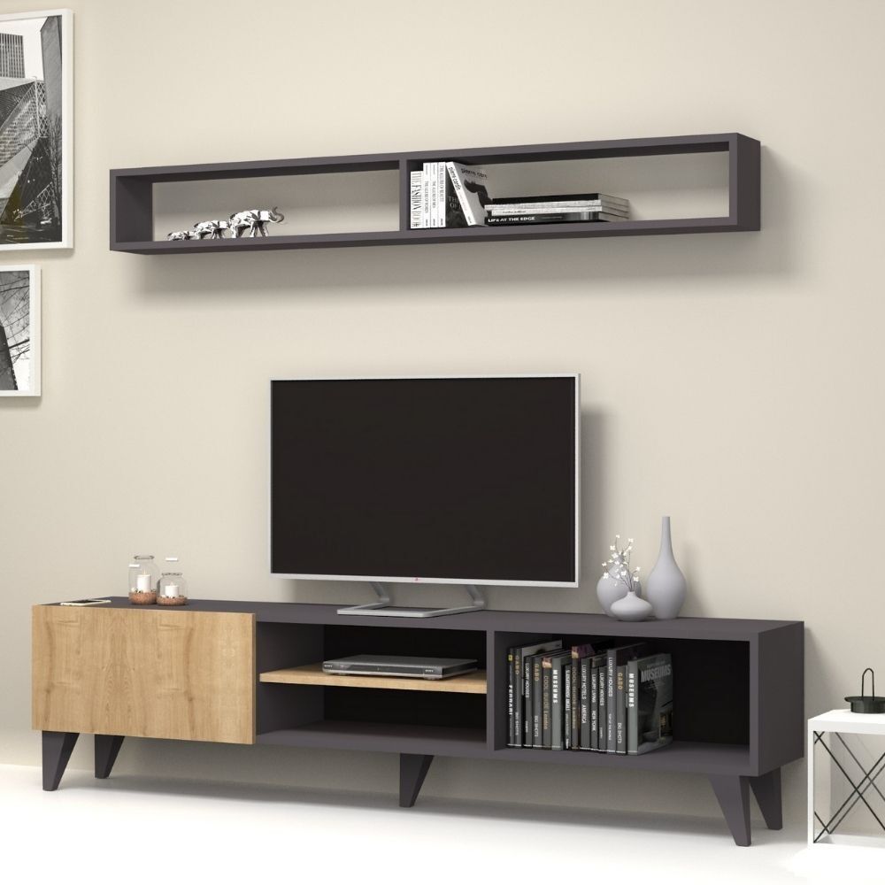 Toscohome Mobile soggiorno porta TV 180 cm colore nero e rovere - Amore