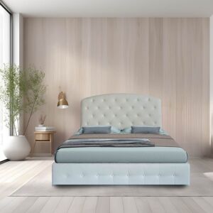 Toscohome Letto matrimoniale con contenitore e testiera curva colore bianco - Jebe