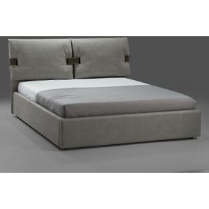 Toscohome Letto matrimoniale con contenitore e testiera colore nabuk colore grigio - Grenoble