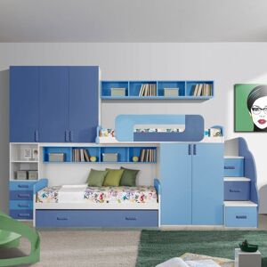 Toscohome Cameretta completa a soppalco per bambini colore bianco e blu - Catania