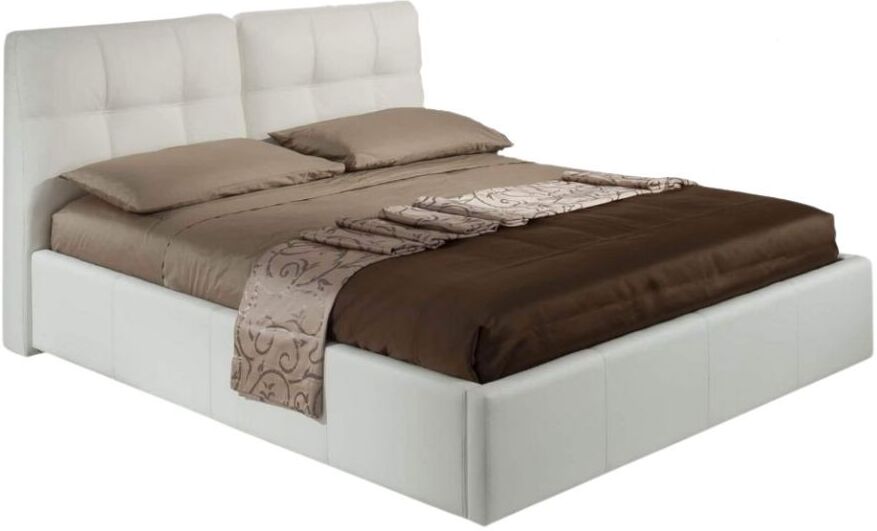 Toscohome Letto matrimoniale con contenitore e testiera colore bianco - Melia