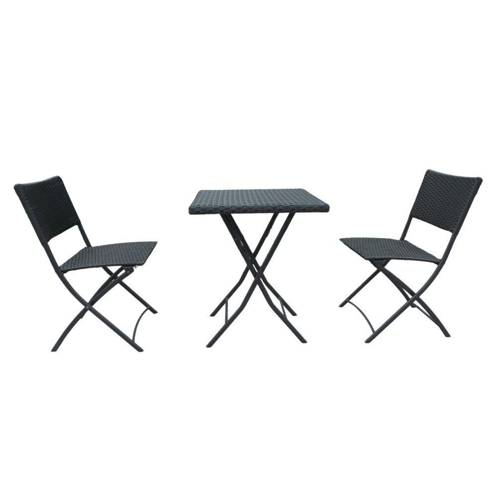Toscohome Set tavolo e sedie pieghevoli rattan colore nero - WRB015