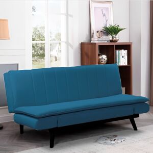 Toscohome Divano letto 2 posti in tessuto blue con piedi metallo neri - Kyl