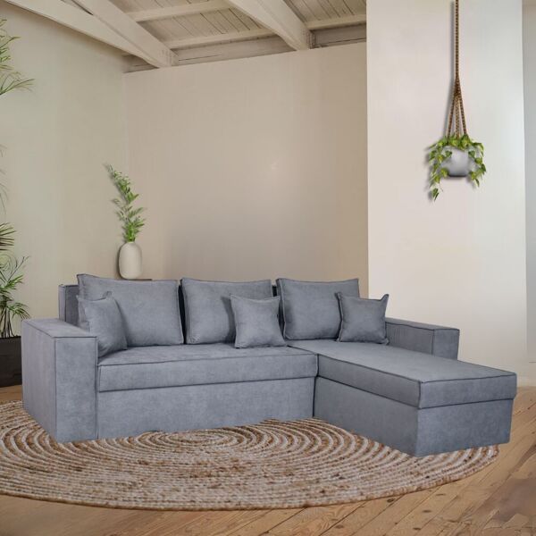 toscohome divano con penisola contenitore reversibile colore grigio cenere - olymp