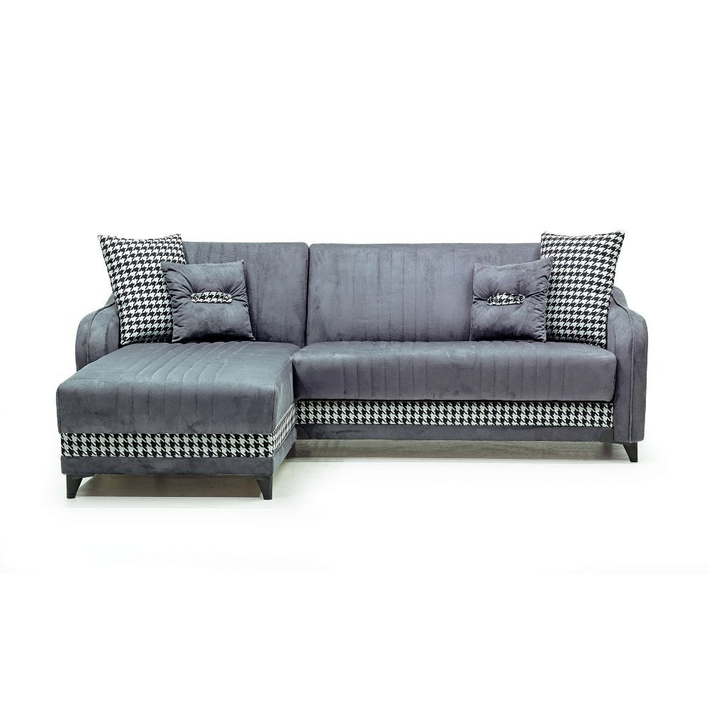toscohome divano con penisola contenitore reversibile colore grigio - laos