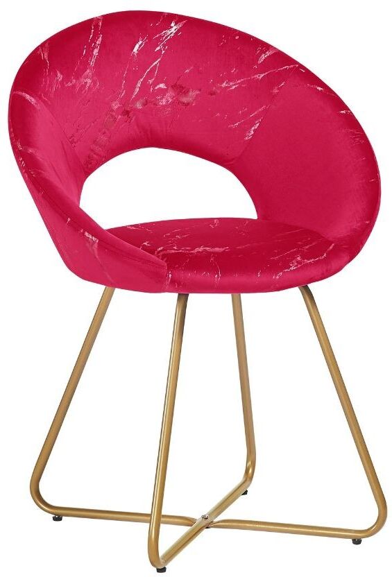 Toscohome Poltroncina in velluto rosso con gambe in metallo dorato - Etere