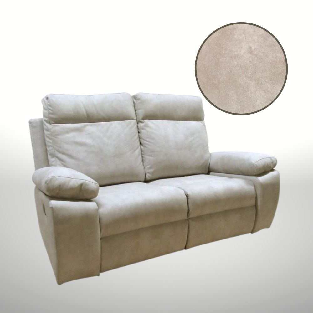 Toscohome Divano 2 posti e 2 recliner manuali colore beige - Milano