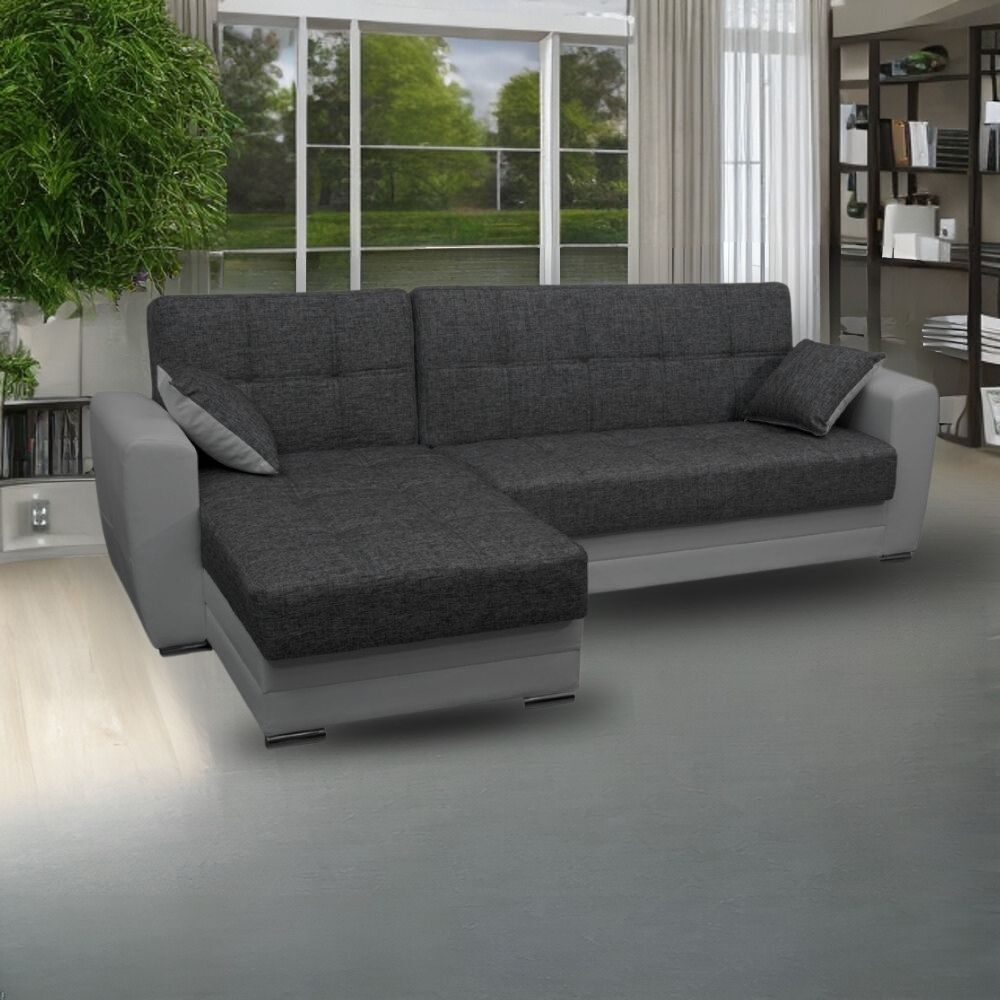 Toscohome Divano letto con penisola e contenitore colore grigio chiaro e scuro - Dynamic