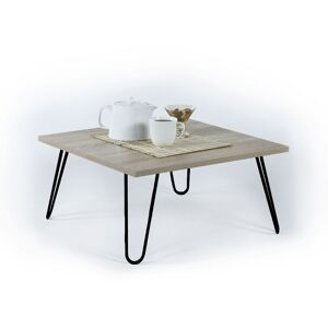 Toscohome Tavolino da salotto 60x60 cm con piano in legno colore rovere e struttura in metallo - Ilia