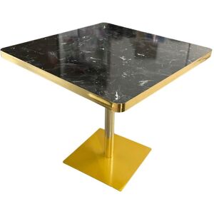 Toscohome Tavolo quadrato 80x75h con base oro e piano effetto marmo nero - Key