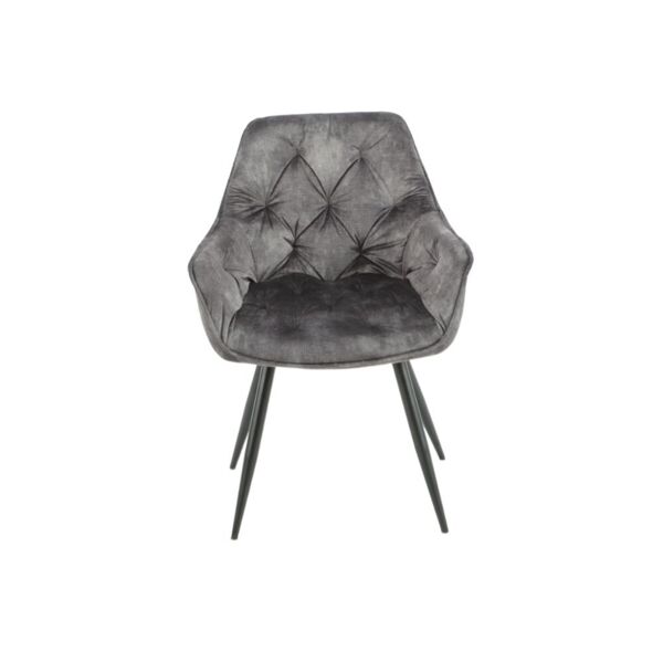 toscohome sedia rivestita in velluto colore grigio scuro con struttura metallo nero - senna