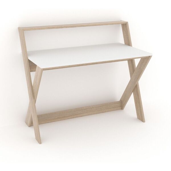 toscohome scrivania 113x59 cm in legno con piano colore bianco stile scandinavo - alixus