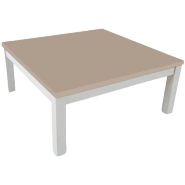 toscohome tavolino da salotto quadrato 80 cm struttura color bianco e piano argilla - tratto