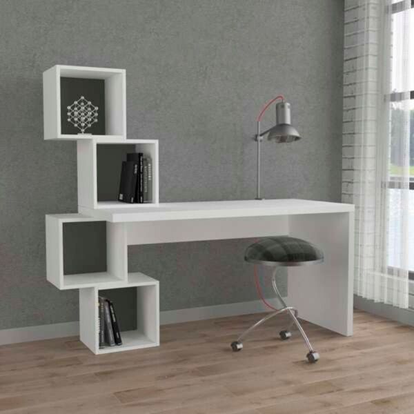 toscohome scrivania con libreria moderna colore bianca 153 cm - balance