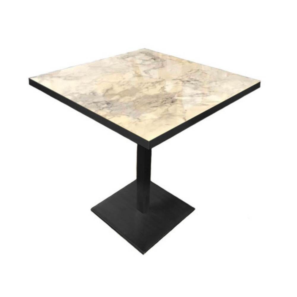 Toscohome Tavolo quadrato 80x75h cm con base nera e piano effetto marmo - Key