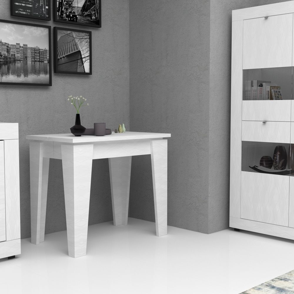 Toscohome Tavolo consolle allungabile 50x90 cm in legno colore bianco - Natron