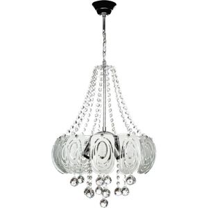 Toscohome Lampada da soffitto 50 cm argento vetro decorato e pietre effetto cristallo