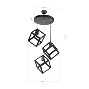 Toscohome Lampada a sospensione 90 cm con 3 cubi nero in metallo - Agatha