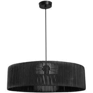 Toscohome Lampada da soffitto stile rustico in carta effetto bamboo nero - Roya ASZ1749