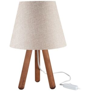 Toscohome Lampada da tavolo treppiede color noce e paralume beige - Pino ASZ1452