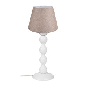 Toscohome Lampada da tavolo bianca e paralume tessuto colore beige - LAGUNAH372634