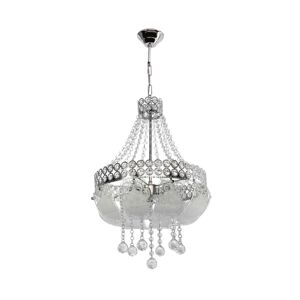 Toscohome Lampada da soffitto 70 cm in metallo e vetro decorato colore argento e pietre effetto cristallo