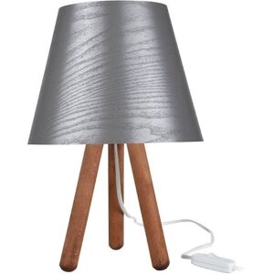 Toscohome Lampada da tavolo Pino ASZ1453 treppiede legno e paralume grigio