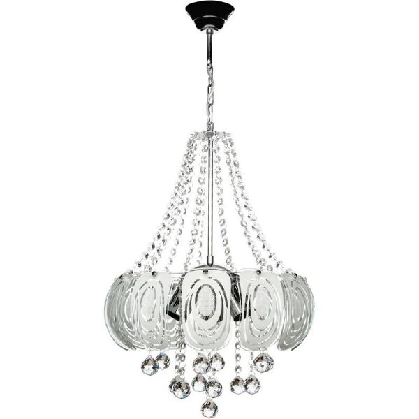 toscohome lampada da soffitto 50 cm argento vetro decorato e pietre effetto cristallo