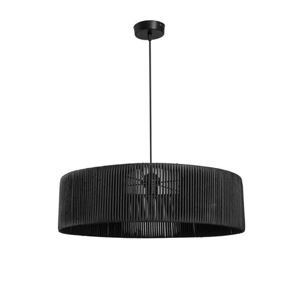 toscohome lampada da soffitto stile rustico in carta effetto bamboo nero - roya asz1749