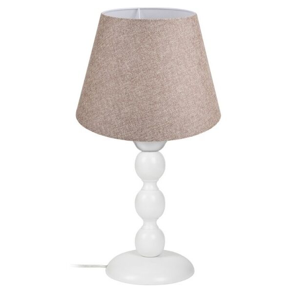 toscohome lampada da tavolo base bianca e paralume tessuto beige - lagunah272634