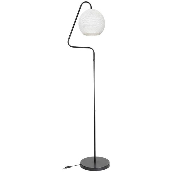 toscohome lampada da terra 160h cm a stelo colore grigio e paralume tessuto bianco - yumak mdl4256