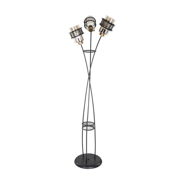 toscohome lampada da terra 160h cm in ferro intrecciato con 3 luci in vetro - grande mdl3812