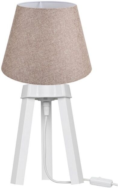 toscohome lampada da tavolo treppiede bianco e paralume beige - pikobi2634