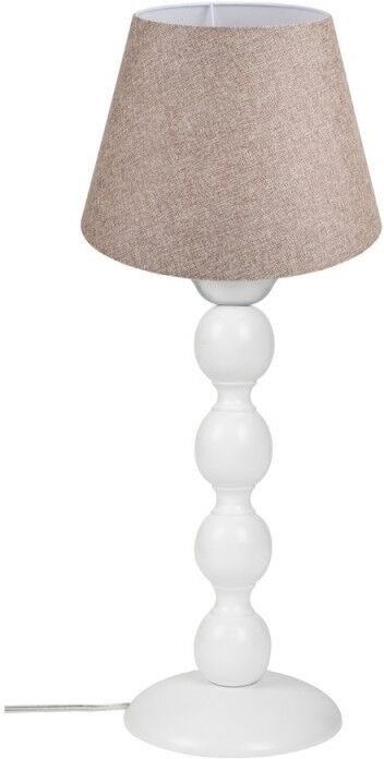 Toscohome Lampada da tavolo bianca e paralume tessuto colore beige - LAGUNAH372634