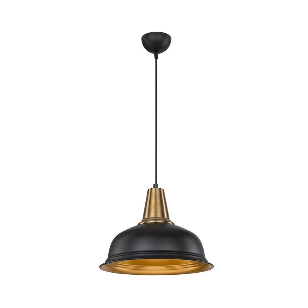 Toscohome Lampada a sospensione 87h cm in metallo colore nero interno oro Rena