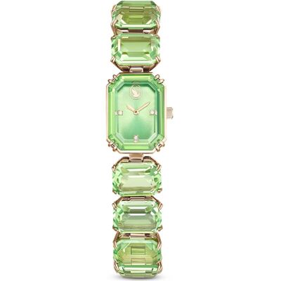 Swarovski Orologio, Braccialetto con taglio Octagon, Verde, Finitura in tonalità champagne dorato OS Swarovski Orologio, Braccialetto con taglio Octagon, Verde, Finitura in tonalità champagne dorato OS