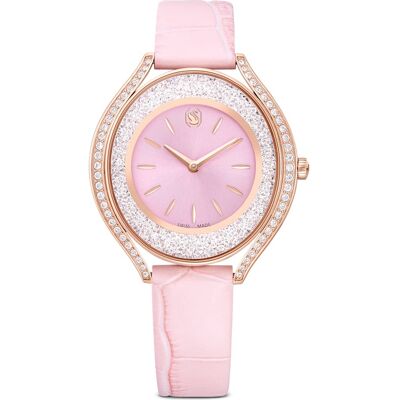 Swarovski Orologio Crystalline aura, Fabbricato in Svizzera, Cinturino in pelle, Rosa, Finitura in tono oro rosa OS Swarovski Orologio Crystalline aura, Fabbricato in Svizzera, Cinturino in pelle, Rosa, Finitura in tono oro rosa OS