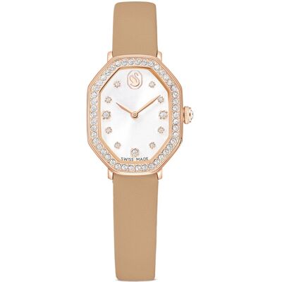 Swarovski Orologio Dextera octagon, Fabbricato in Svizzera, Cinturino in pelle, Marrone, Finitura in tono oro rosa OS Swarovski Orologio Dextera octagon, Fabbricato in Svizzera, Cinturino in pelle, Marrone, Finitura in tono oro rosa OS
