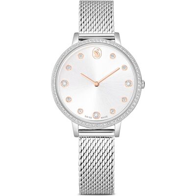 Swarovski Orologio Clarica, Fabbricato in Svizzera, Bracciale di metallo, Tono argentato, Acciaio inossidabile OS Swarovski Orologio Clarica, Fabbricato in Svizzera, Bracciale di metallo, Tono argentato, Acciaio inossidabile OS