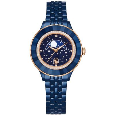 Swarovski Orologio Octea moon, Fabbricato in Svizzera, Bracciale di metallo, Blu, Finitura blu OS Swarovski Orologio Octea moon, Fabbricato in Svizzera, Bracciale di metallo, Blu, Finitura blu OS